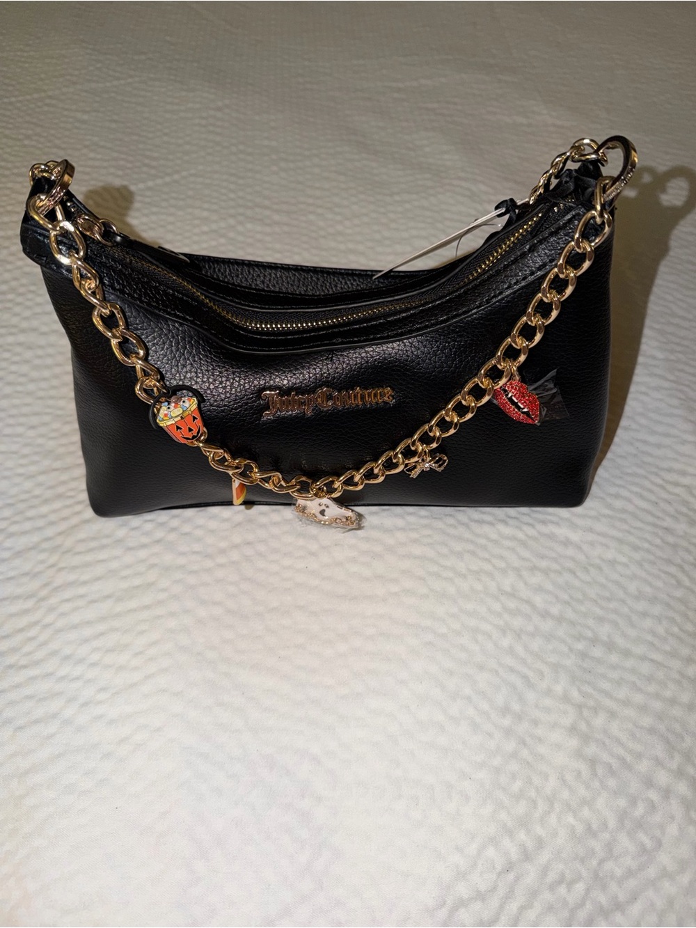 Juicy Couture Black Halloween Boo Crew Charm Shoulder Bag - New